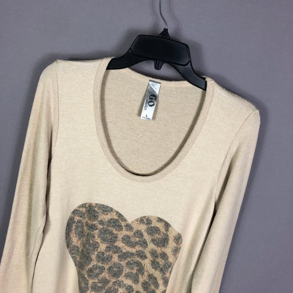 Go Couture Assymetrical Leopard Heart Swing Sweater Size Large - Picture 4 of 8